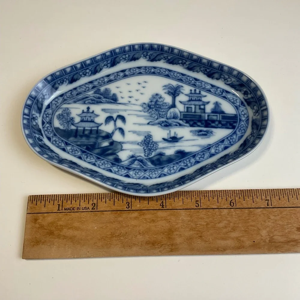 Mottahedeh Vista Alegre Blue Canton Historic Charleston relish Tray  Portugal